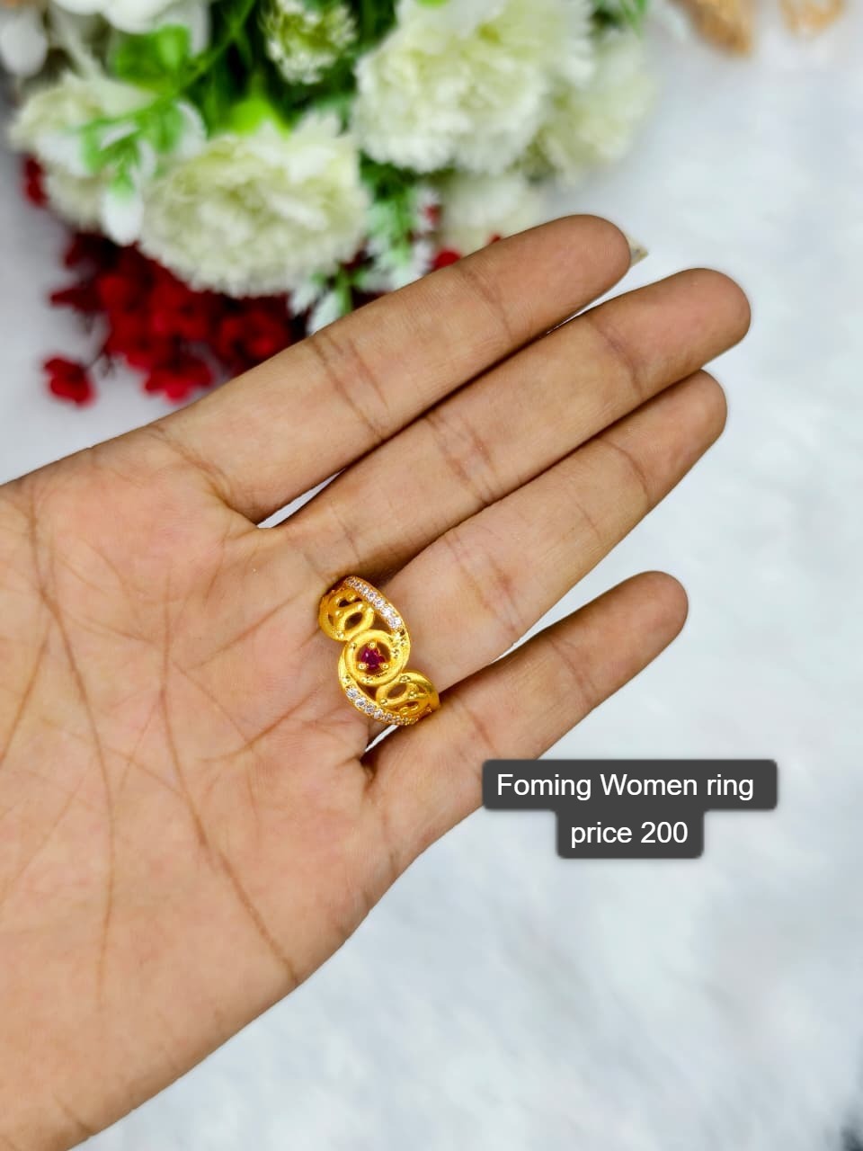Elegant Women’s 1 Gram Gold Ring – Matte Finish