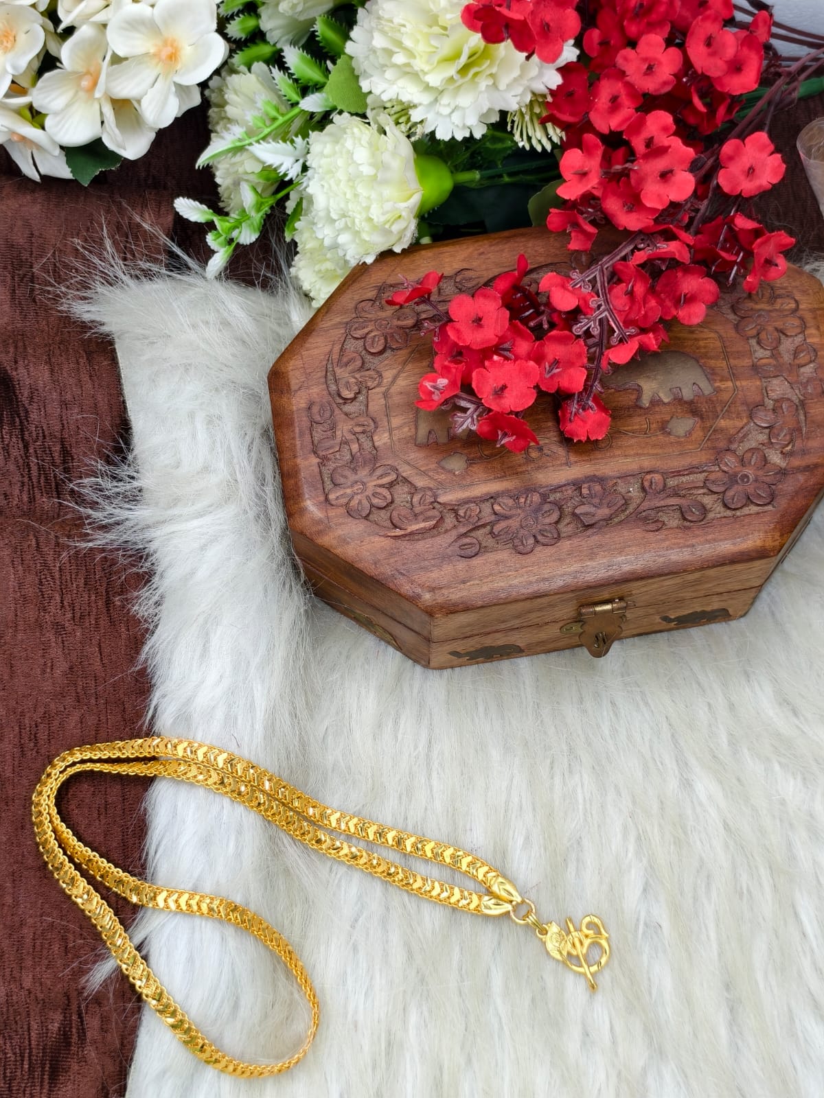 Forming matte finished (1Gram gold plated) V Patta Chain with Doller