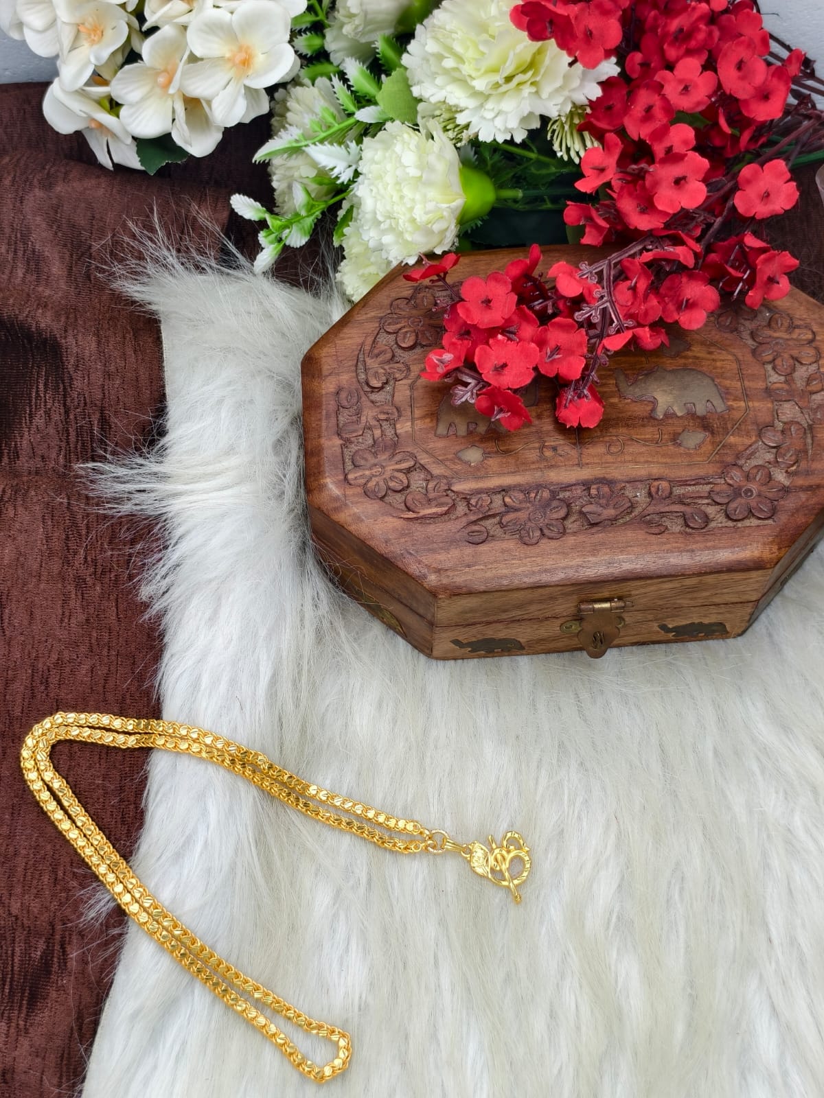 Forming matte finished (1Gram gold plated) Heart Chain with Doller