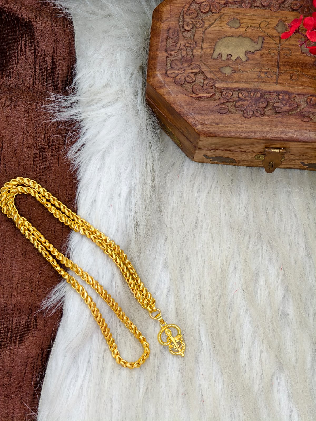 Forming matte finished (1Gram gold plated) Lotus Chain with Doller