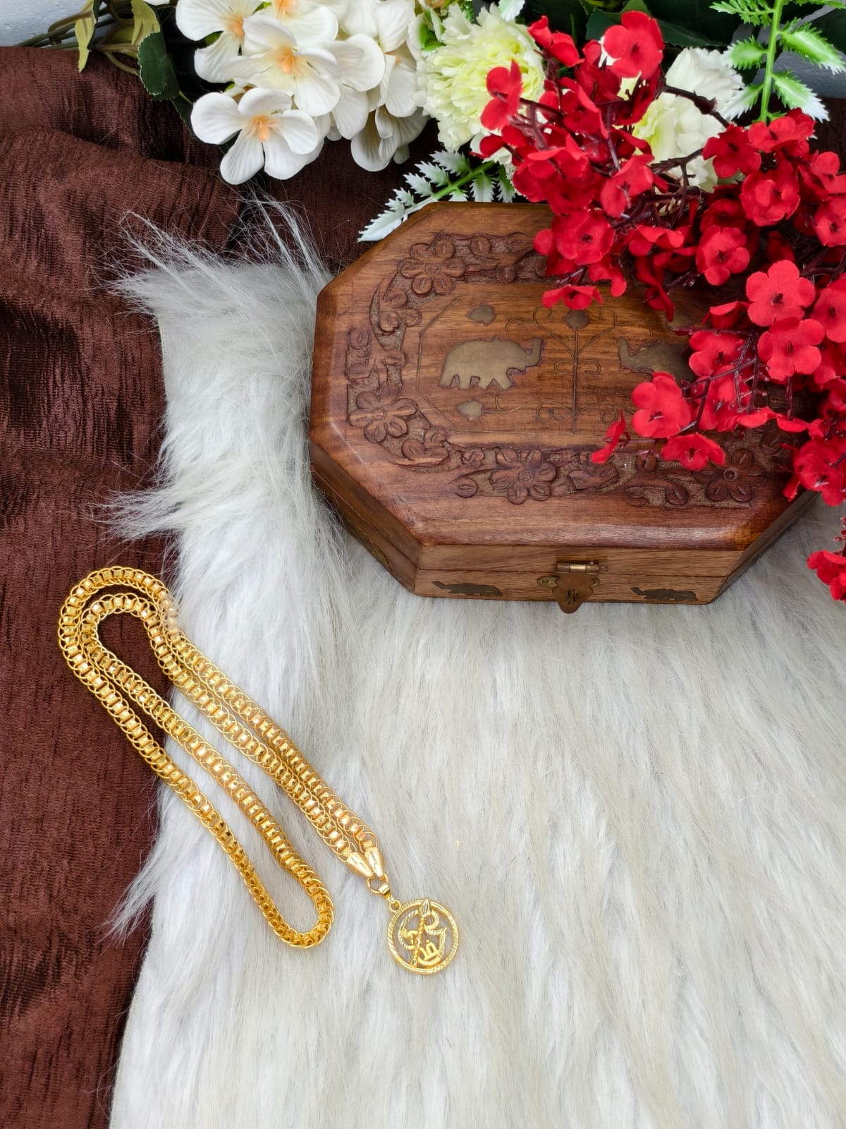 Forming matte finished (1Gram gold plated) Ring Chain with Doller