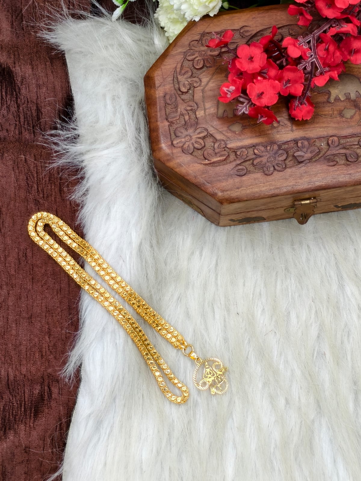 Forming matte finished (1Gram gold plated) Heart Chain With Doller