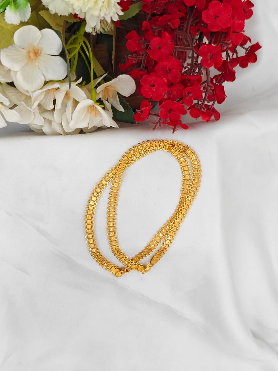 1 Gram Gold Plated Anklet for Women | Premium Gold Covering Ankle Chain | Traditional Daily Wear Jewellery