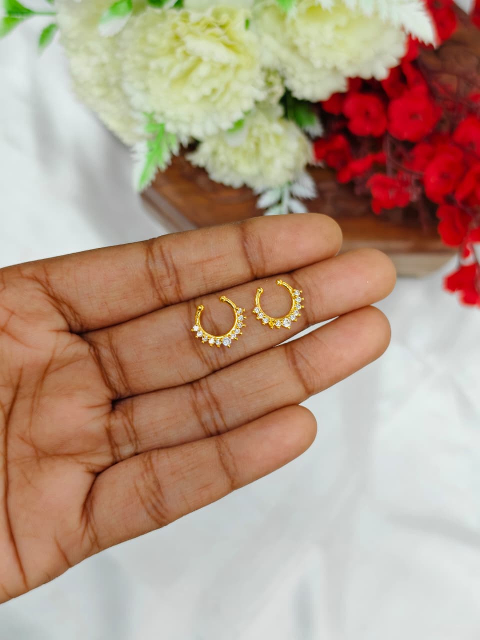 1 Gram Gold Plated Women’s Nose Pin | Elegant & Trendy Nose Stud