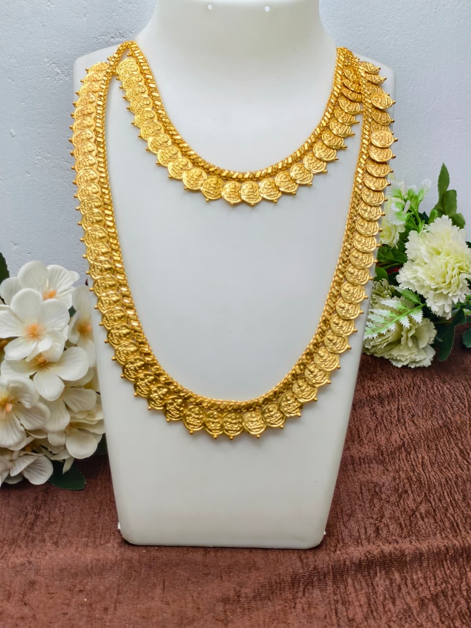 1 Gram Gold Plated Matte Finish Haram Necklace Combo for Women – Traditional Bridal Jewellery