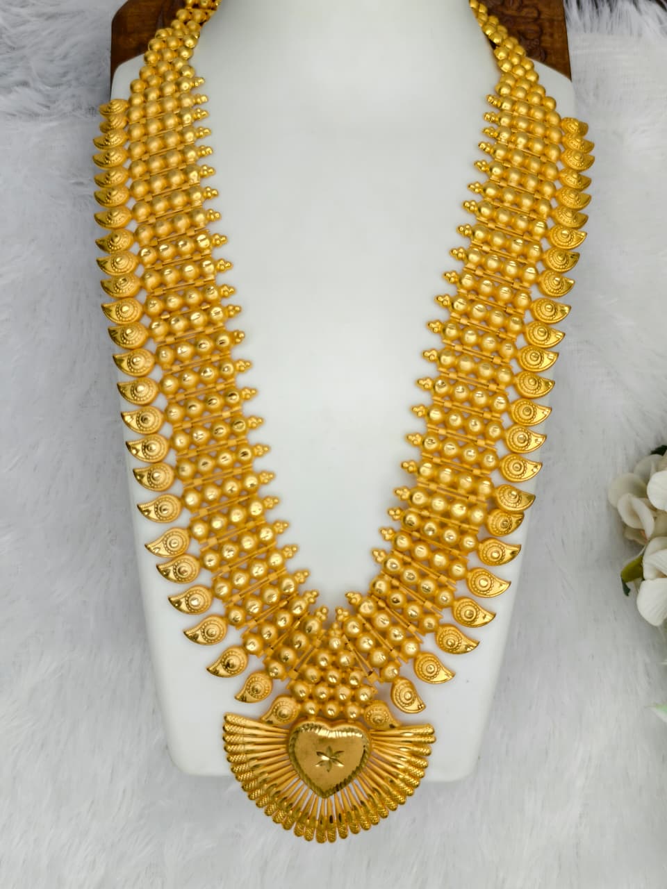 1 Gram Gold Plated Matte Finish Haram Necklace Combo for Women – Traditional Bridal Jewellery