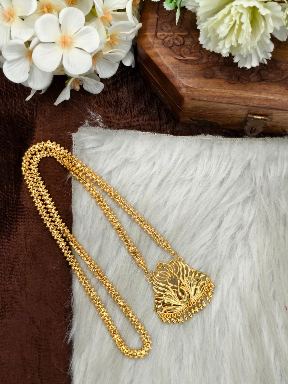 ✨✨Micro Kajori Dollar Chain Matte Finish Chain – Gold Plated Jewellery for Women