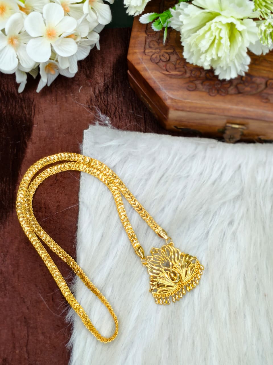 ✨Micro Vpatta Dollar Chain Matte Finish Chain – Gold Plated Jewellery for Women✨