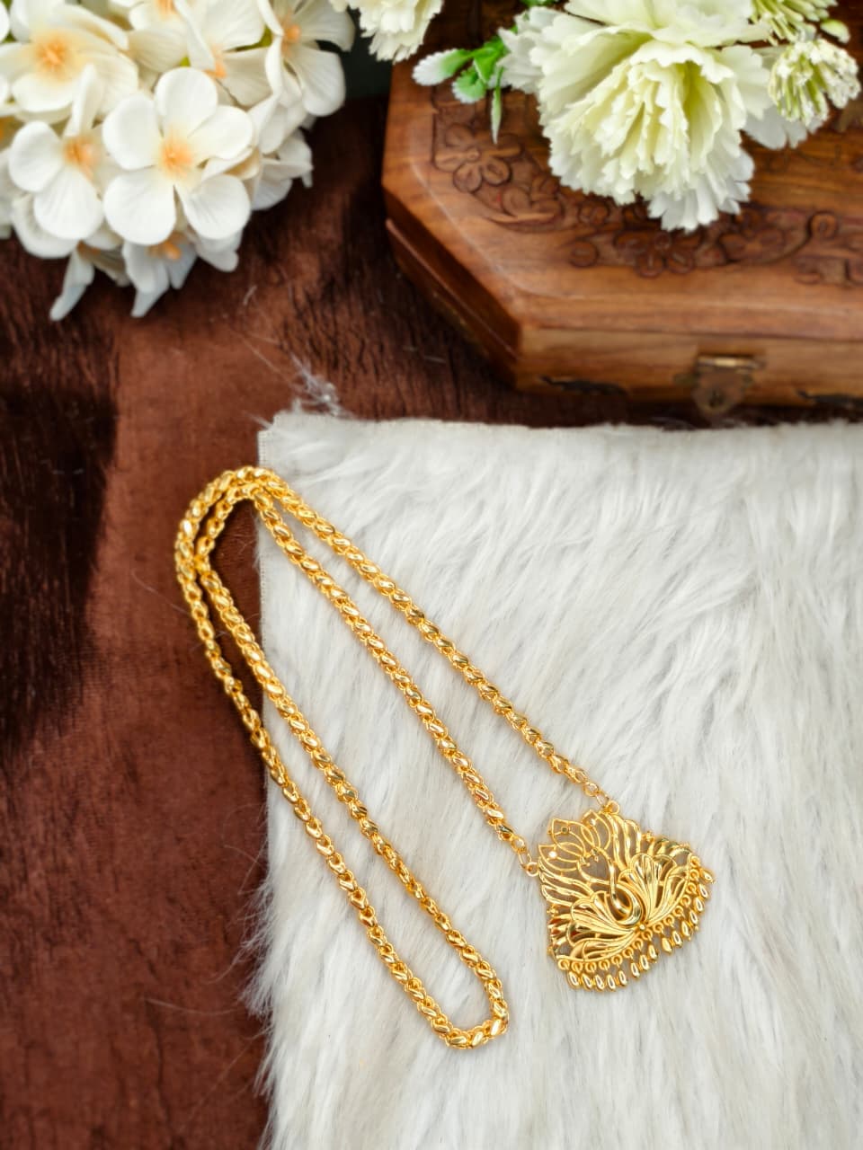 ✨Micro Sundari Dollar Chain Matte Finish Chain – Gold Plated Jewellery for Women✨