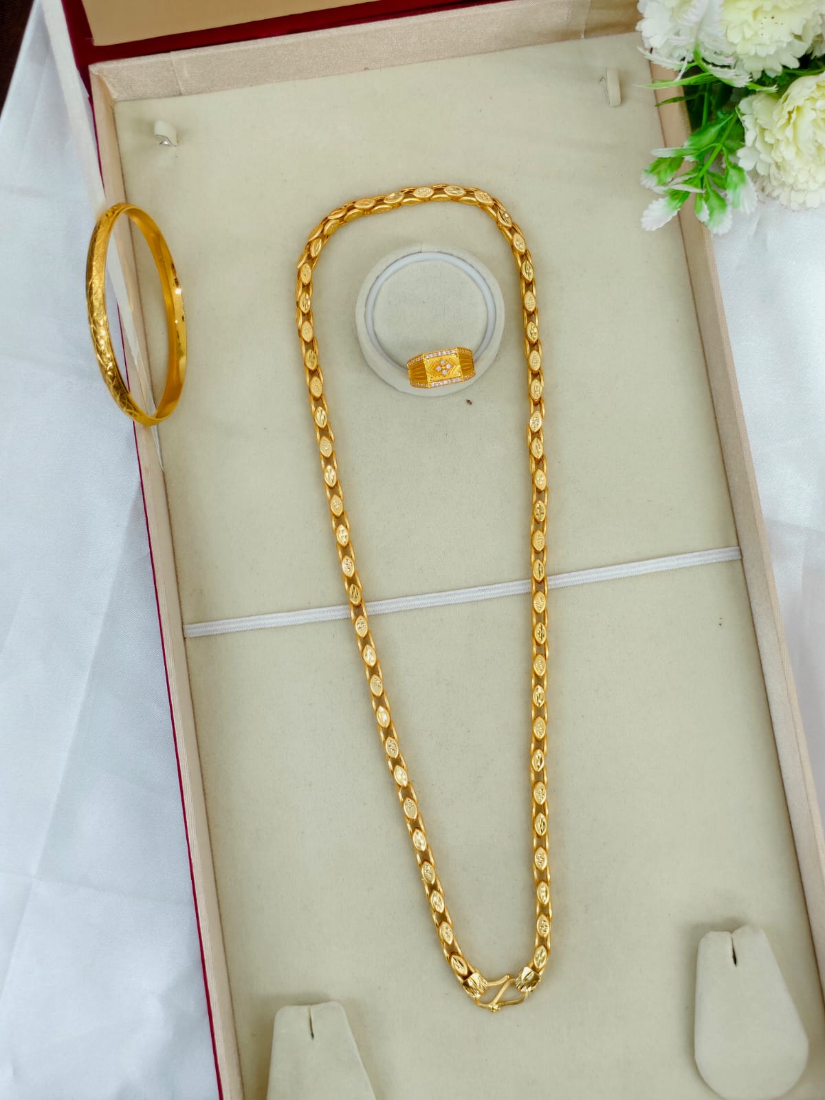 1 Gram Gold Plated Men's Combo Set – Premium Chain & Bracelet Jewellery Set