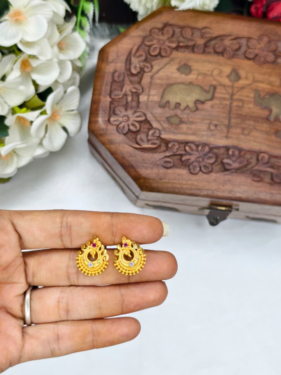 Vesiri Model Earrings for Women | Traditional Temple Design | Premium Gold Finish | Lightweight Party & Wedding Wear