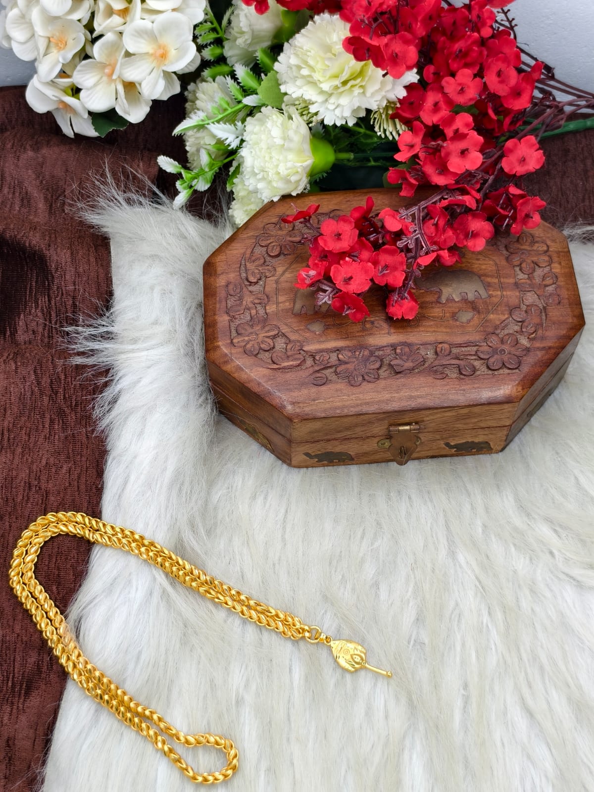 Forming matte finished (1Gram gold plated) Lotus Chain With Doller