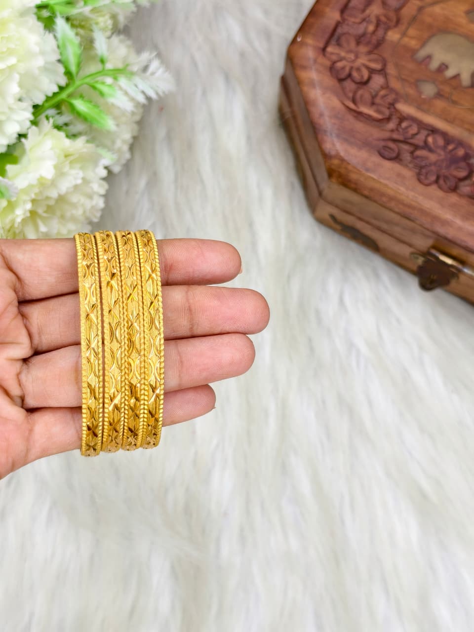 Foming-F-Star3-21 Stylish Women’s 1 Gram Gold Plated Bangles – Party & Daily Wear