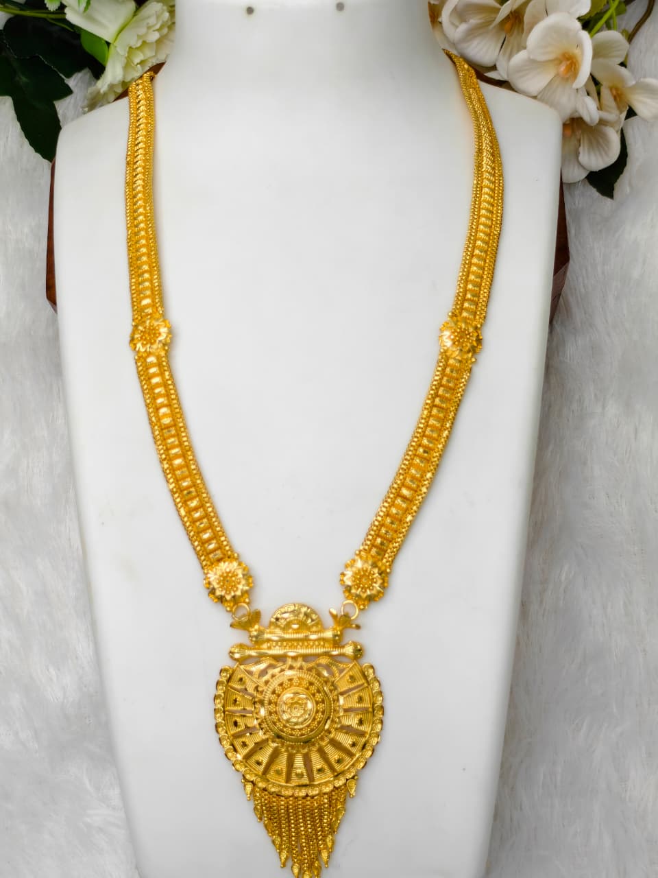 1 Gram Gold Plated Matte Finish Haram Necklace Combo for Women – Traditional Bridal Jewellery