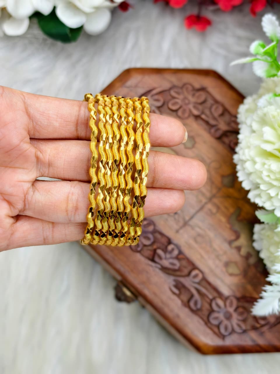 Foming Nelivu-4 Stylish Women’s 1 Gram Gold Plated Bangles – Party & Daily Wear