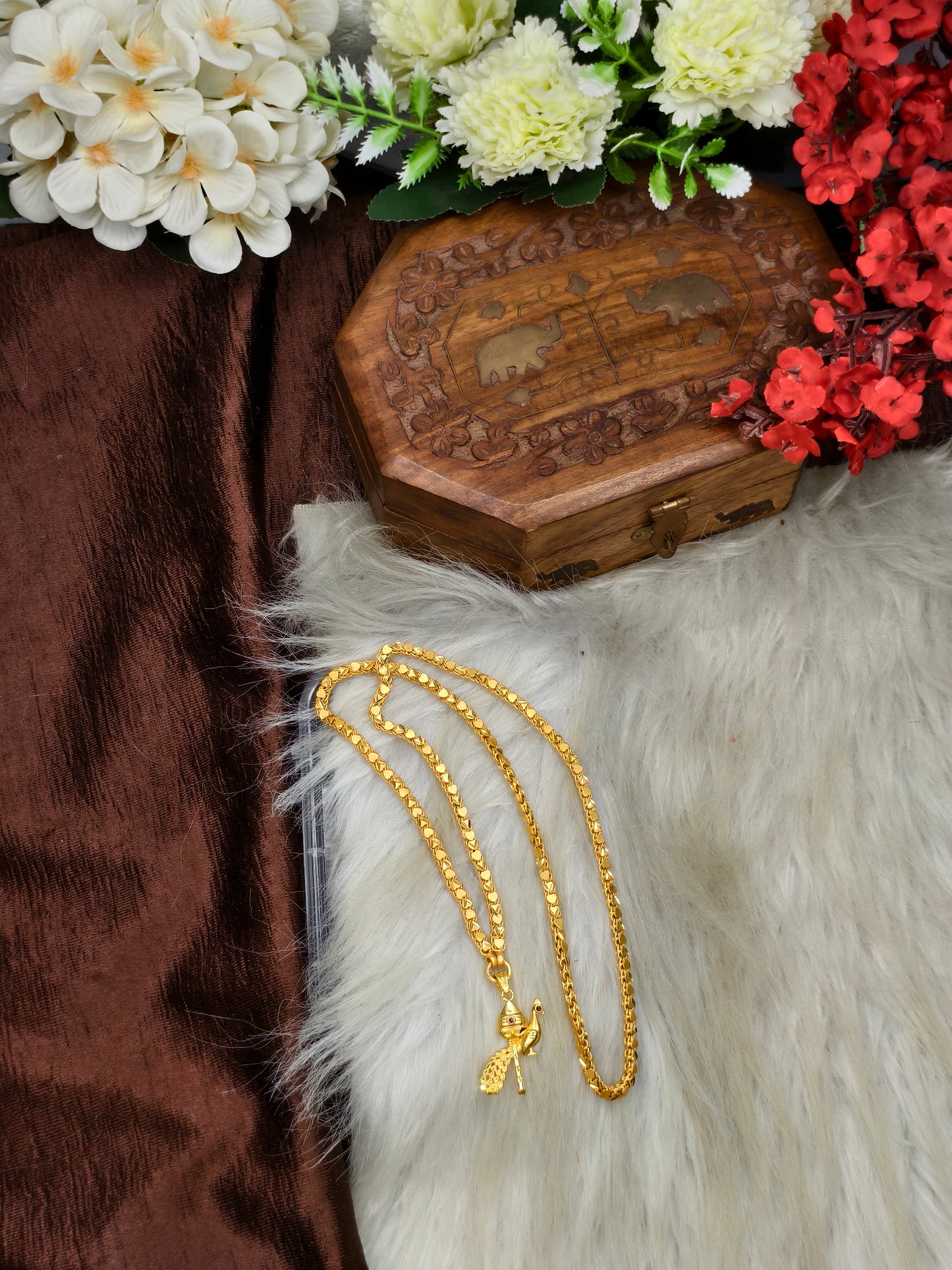 Forming matte finished (1Gram gold plated) Heart Chain With Doller