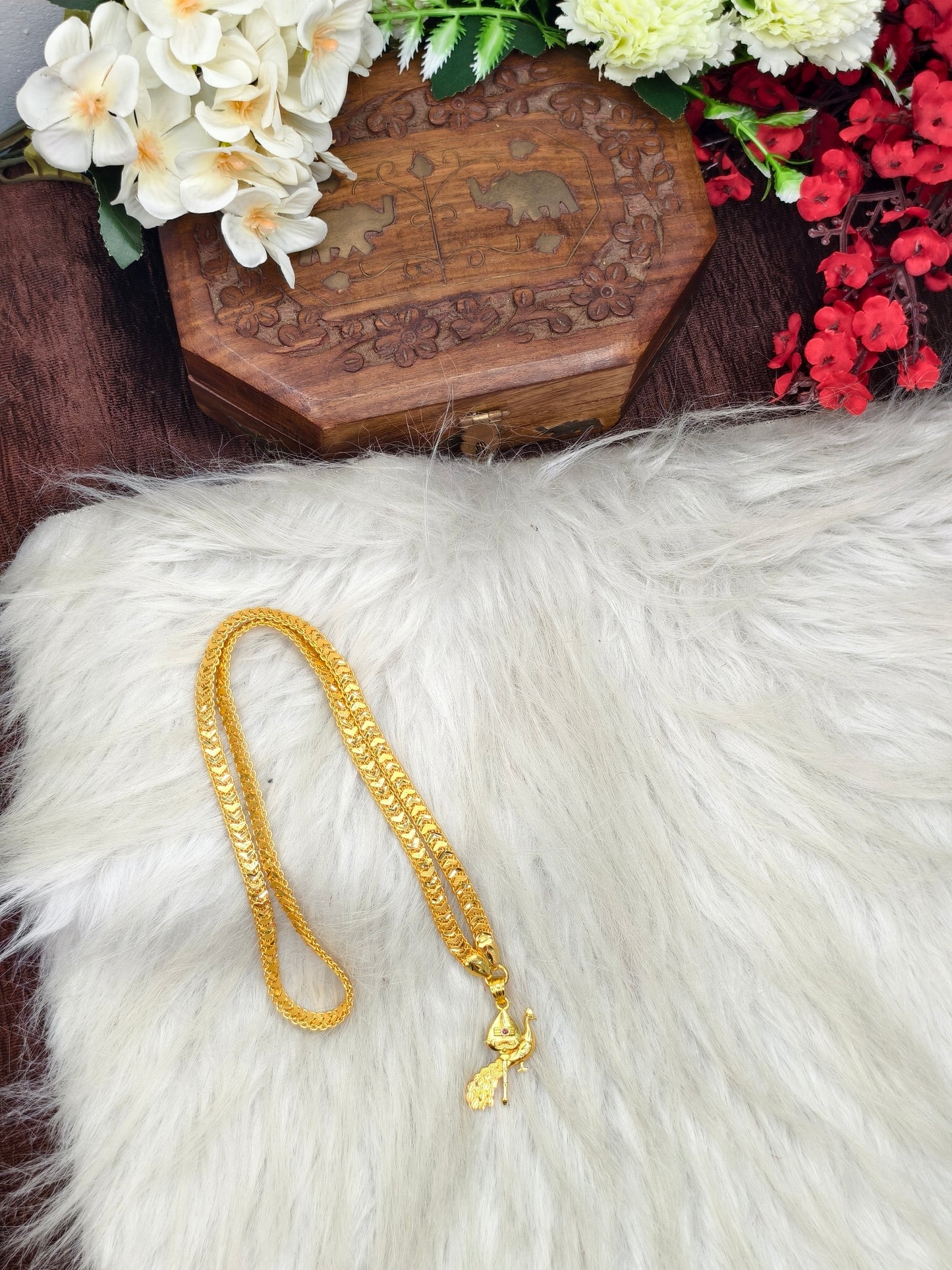 Forming matte finished (1Gram gold plated) V-patta Chain With Doller