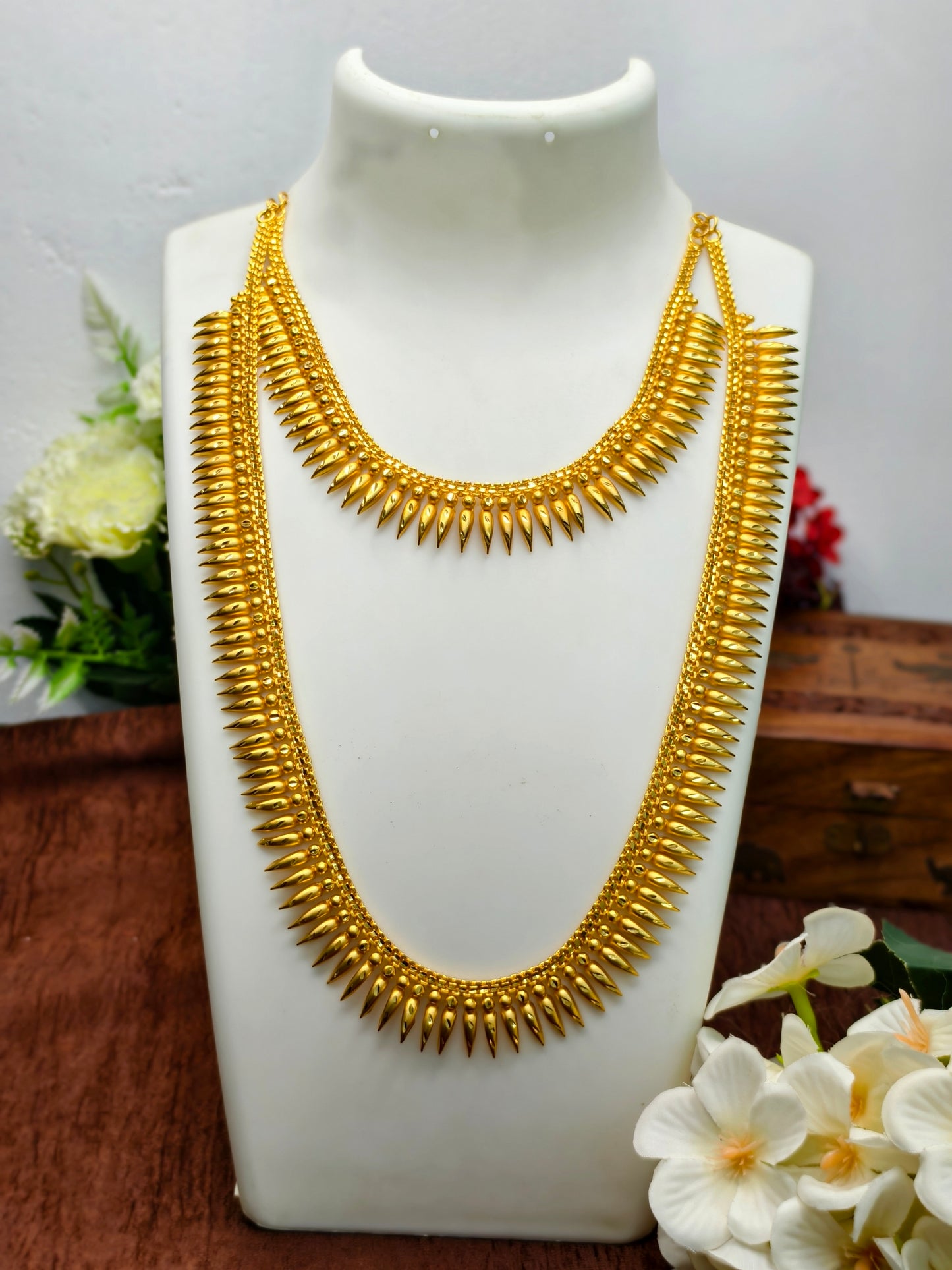 1 Gram Gold Plated Matte Finish Haram Necklace Combo for Women – Traditional Bridal Jewellery