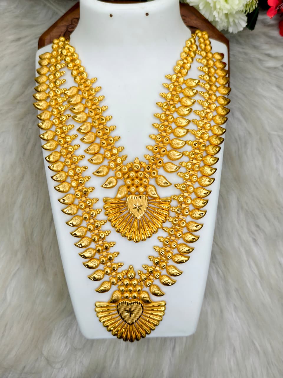 1 Gram Gold Plated Matte Finish Haram Necklace Combo for Women – Traditional Bridal Jewellery