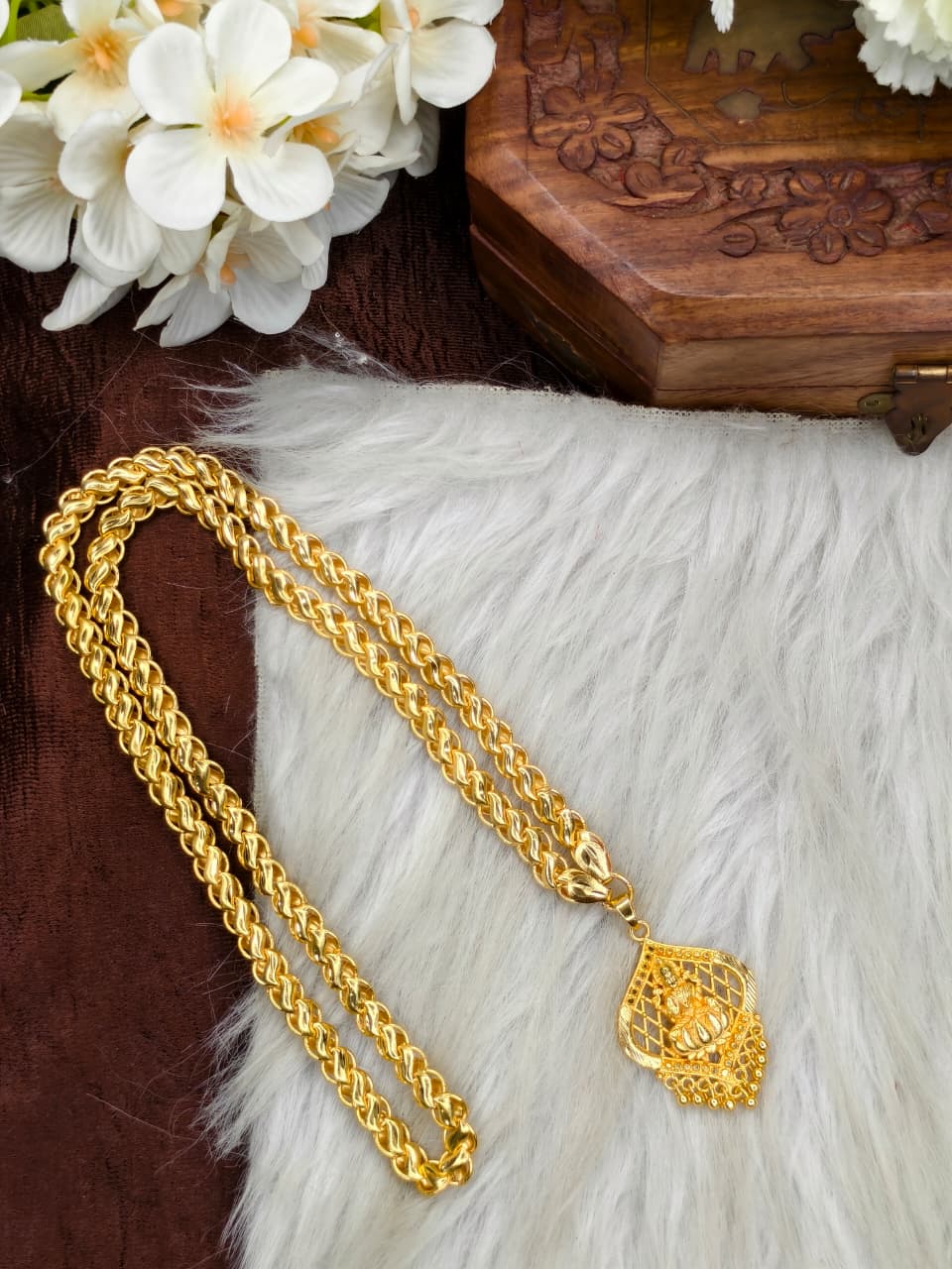 ✨plain Dollar Matte Finish Chain – Gold Plated Jewellery for Women✨