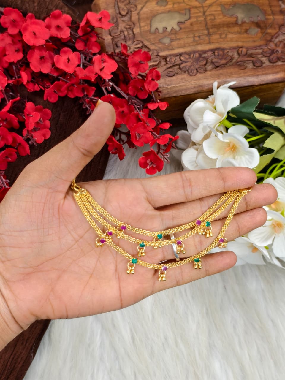 Women Mattal – 1 Gram Gold Plated Traditional Ear Chain2