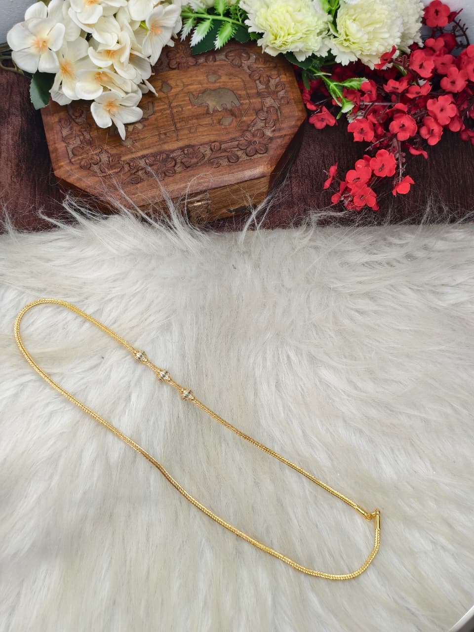 Mugappu chain (1Gram Gold plated) Stone Model