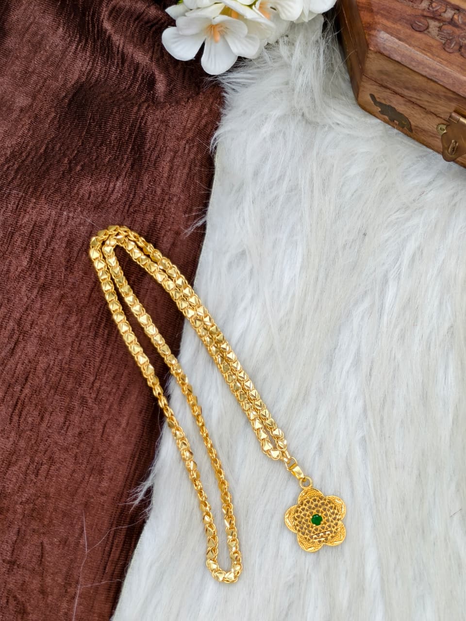 ✨ Plain Dollar Matte Finish Chain – Gold Plated Jewellery for Women✨