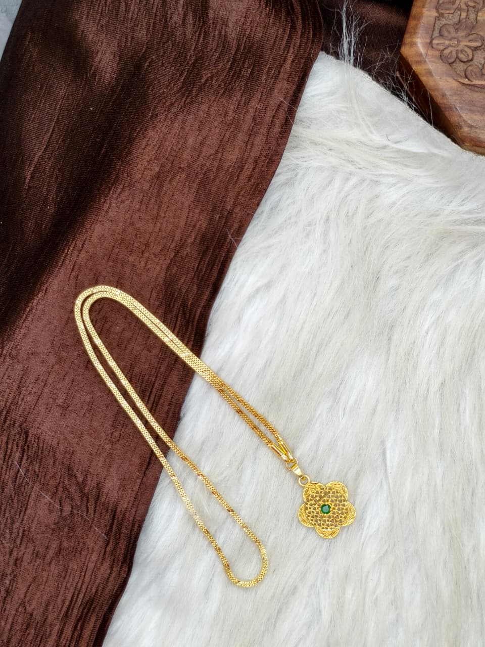 ✨Plain Dollar Matte Finish Chain – Gold Plated Jewellery for Women✨