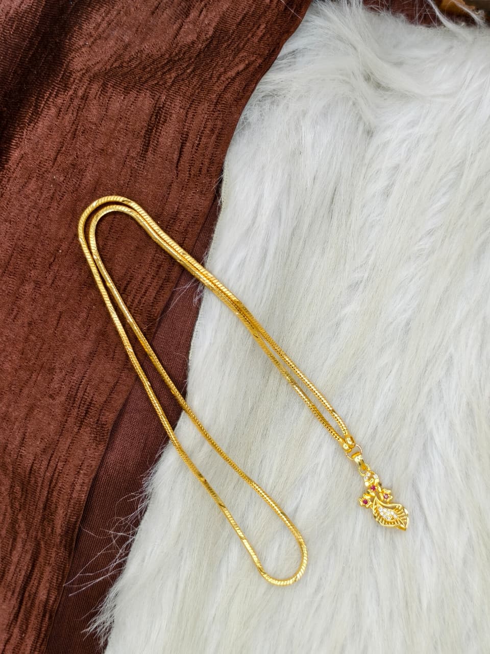 ✨Plain Dollar Matte Finish Chain – Gold Plated Jewellery for Women✨