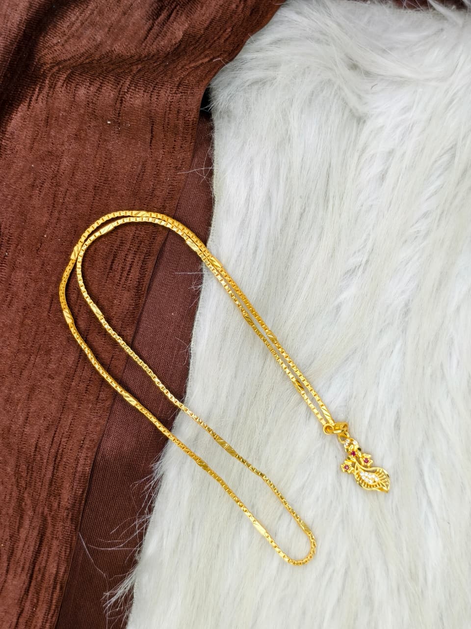 ✨Plain Dollar Matte Finish Chain – Gold Plated Jewellery for Women✨