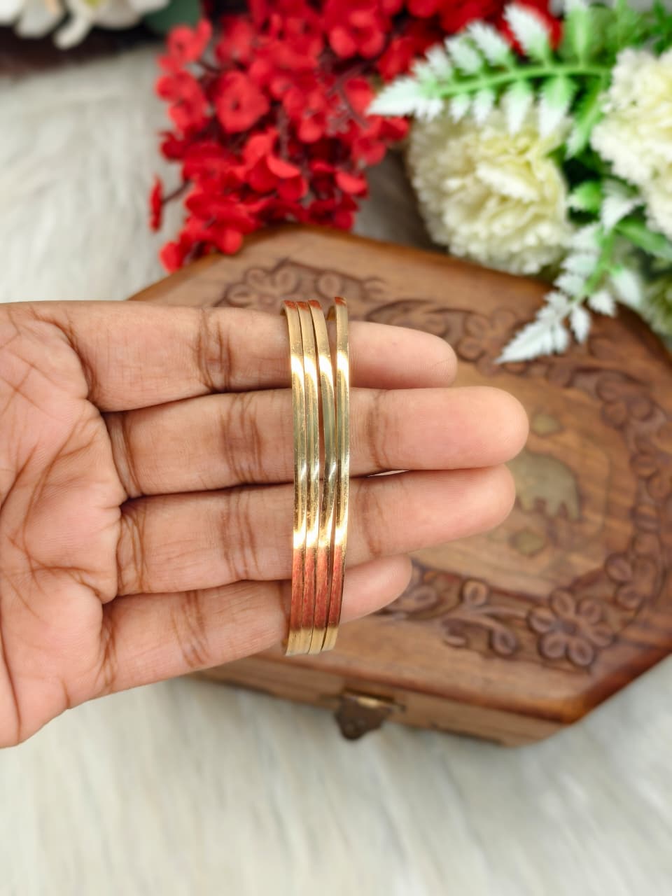 Women Pure Impon Bangles – Traditional Gold Look Impon Bangles for Women | Temple Style Impon Jewellery