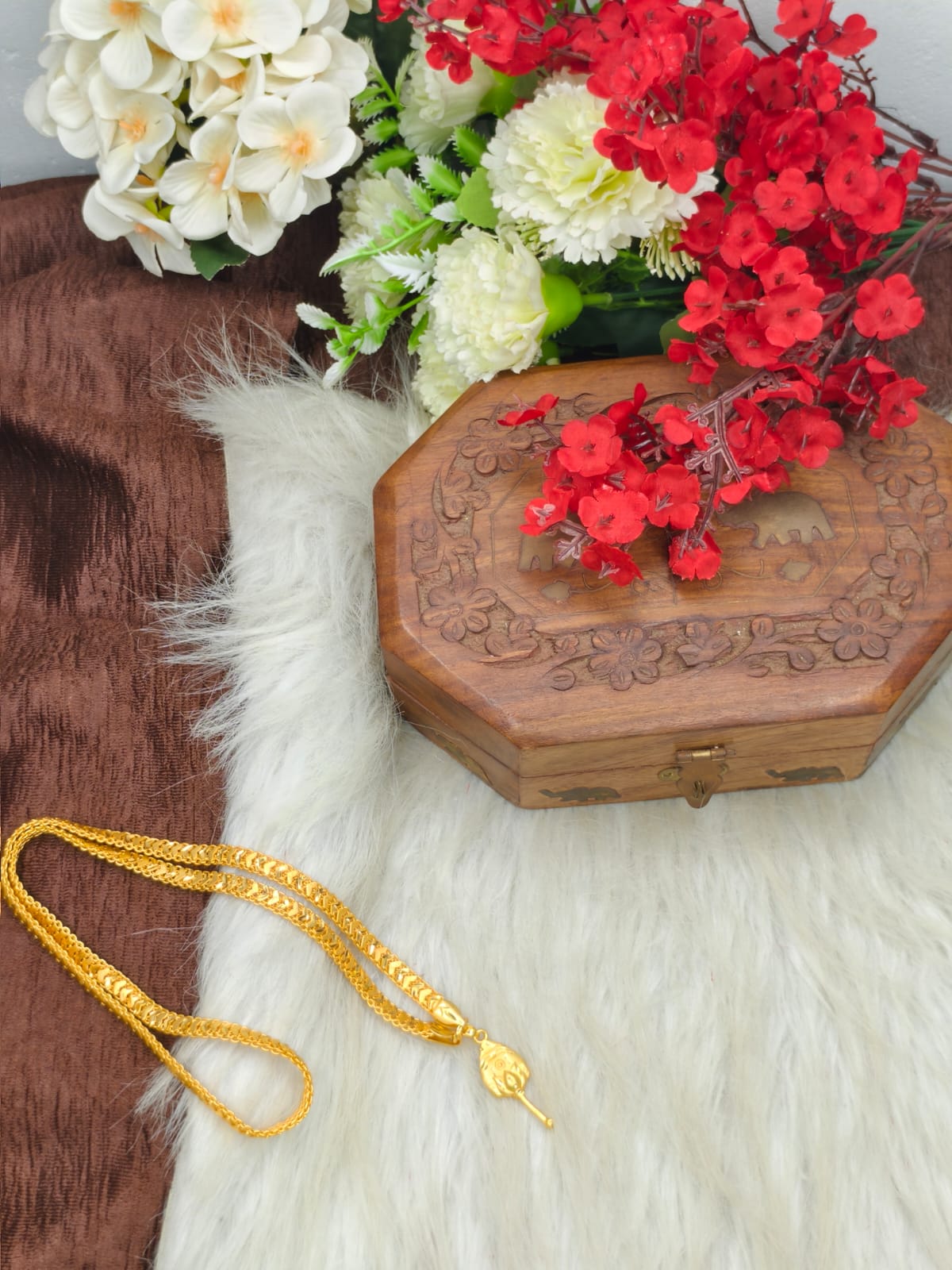 Forming matte finished (1Gram gold plated) V-Patta Chain With Doller