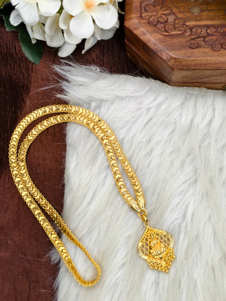 ✨plain Dollar Matte Finish Chain – Gold Plated Jewellery for Women✨