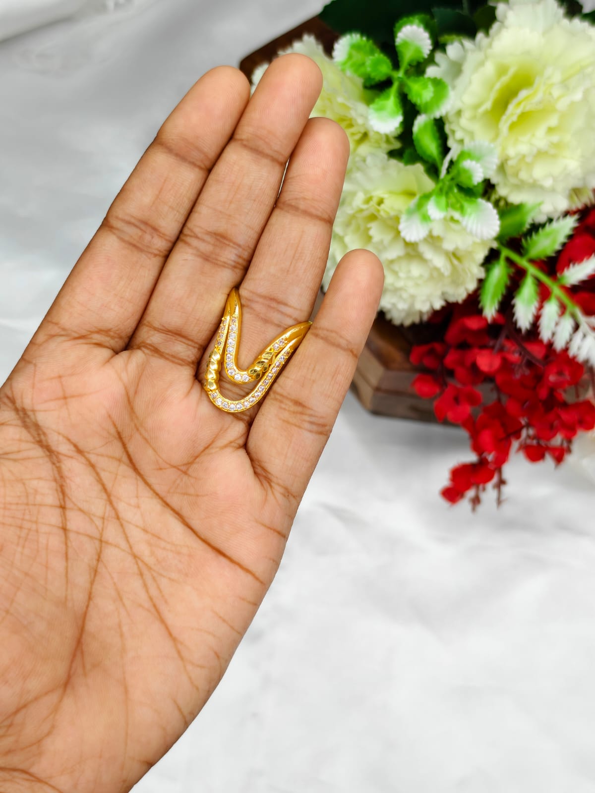 1 Gram Gold Plated Women's V Typ Ring | Premium Gold Finish | Elegant Daily Wear Ring 15