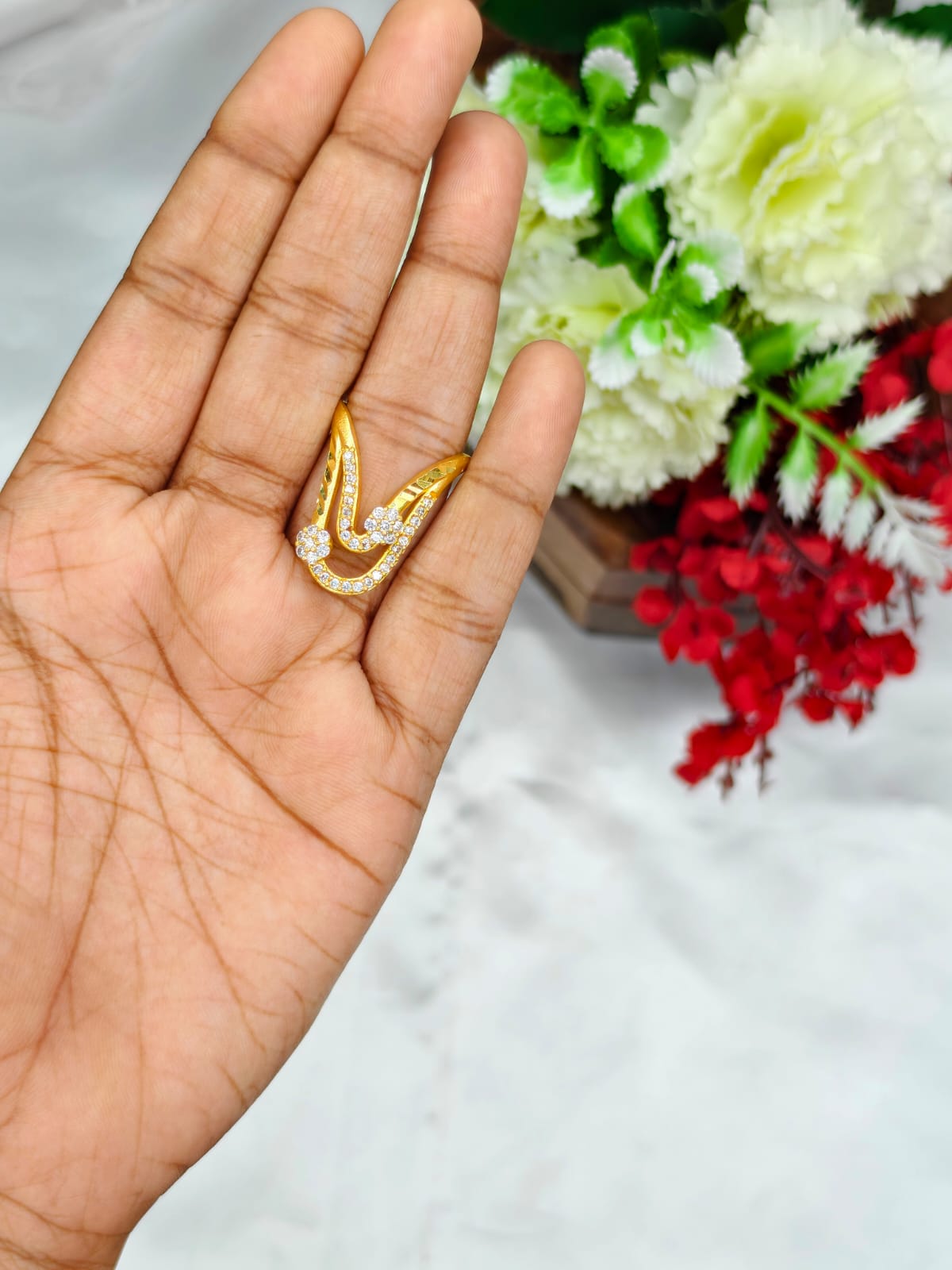 1 Gram Gold Plated Women's V Typ Ring | Premium Gold Finish | Elegant Daily Wear Ring 9