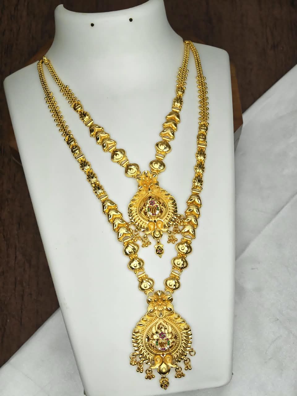 1 Gram Gold Plated Matte Finish Haram Necklace Combo for Women – Traditional Bridal Jewellery
