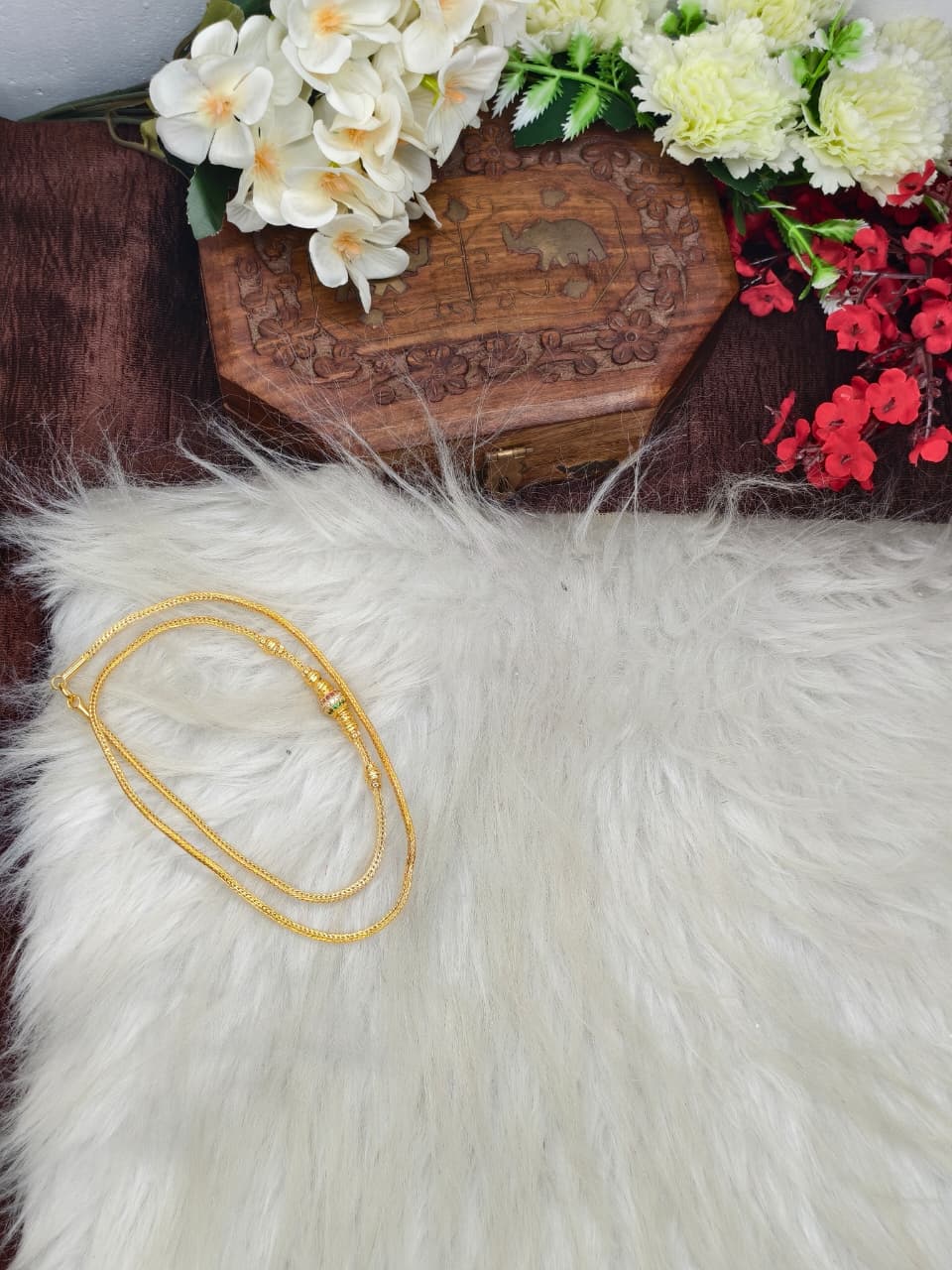 Mugappu chain (1Gram Gold plated) Stone Model