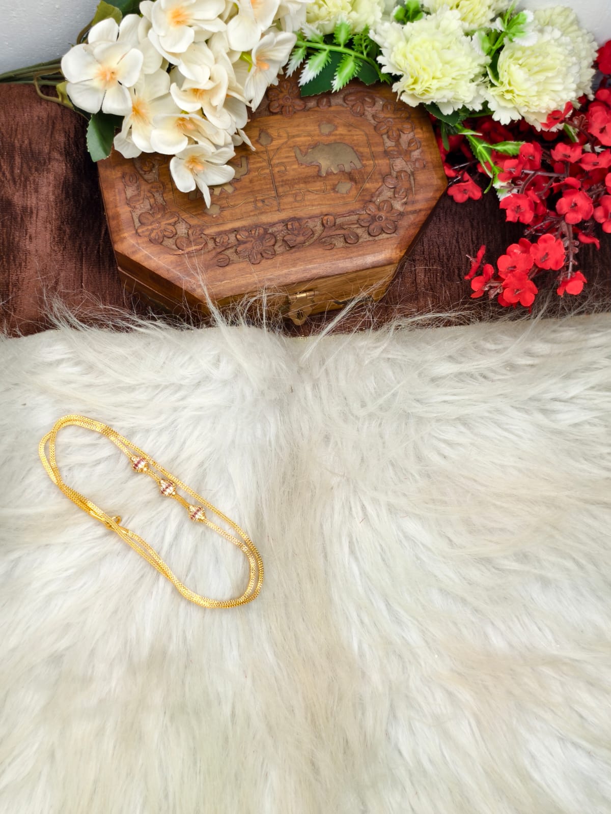 Mugappu chain (1Gram Gold plated) Stone Model