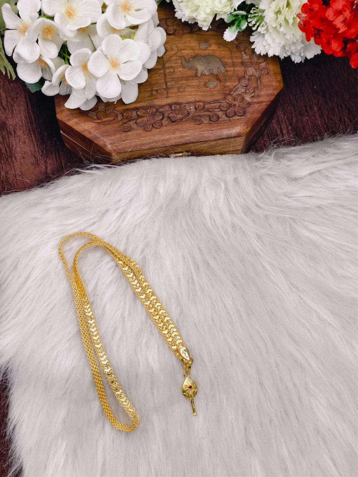 Forming matte finished (1Gram gold plated) V-Patta Chain With Doller