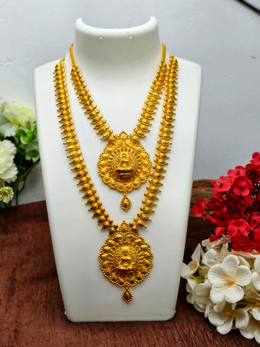 1 Gram Gold Plated Matte Finish Haram Necklace Combo for Women – Traditional Bridal Jewellery