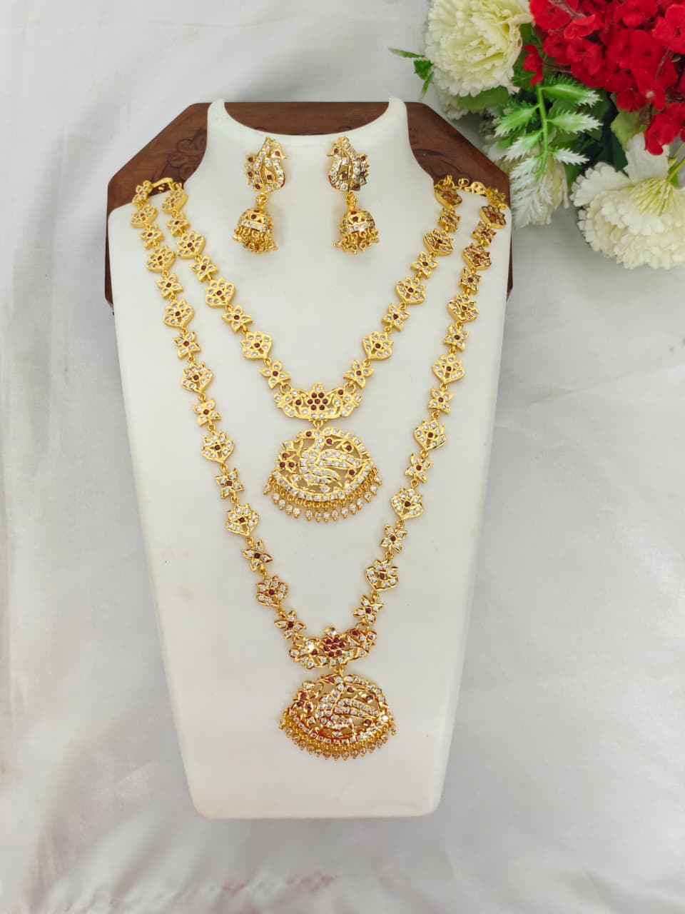 Elegant Impon Haram Combo Set for Women | Traditional Gold Polish Jewelry Set