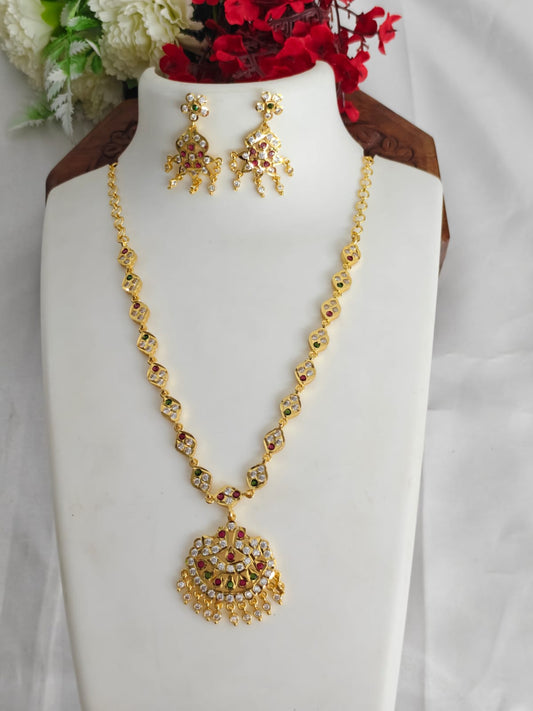 Women Impone Stone Necklace – Premium Gold Finish Traditional Design