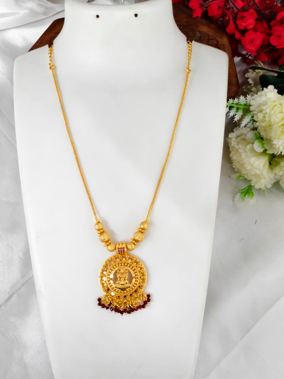 1 Gram Gold Plated Matte Finish Haram Necklace Combo for Women – Traditional Bridal Jewellery