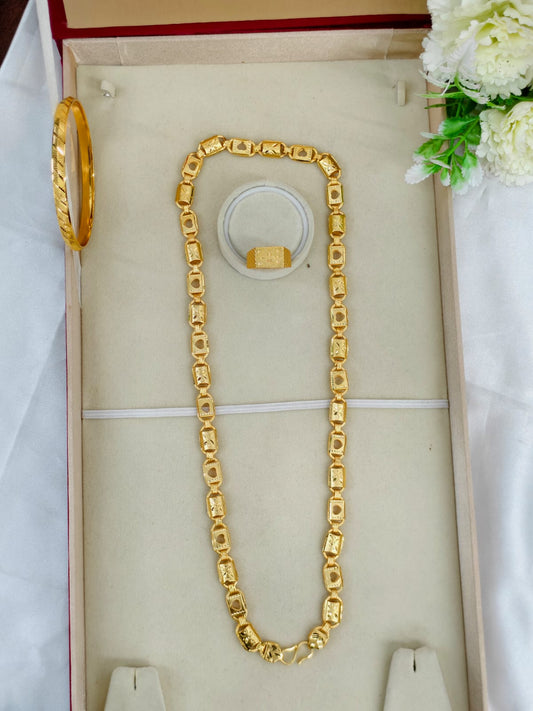 1 Gram Gold Plated Men's Combo Set – Premium Chain & Bracelet Jewellery Set