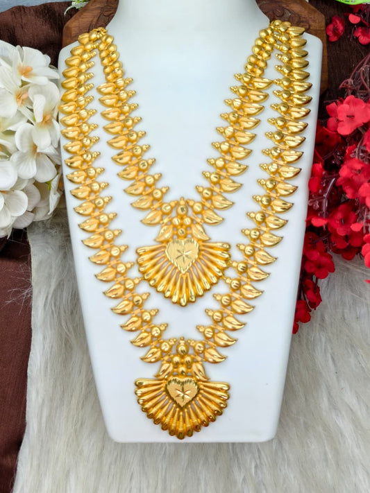1 Gram Gold Plated Matte Finish Haram Necklace Combo for Women – Traditional Bridal Jewellery