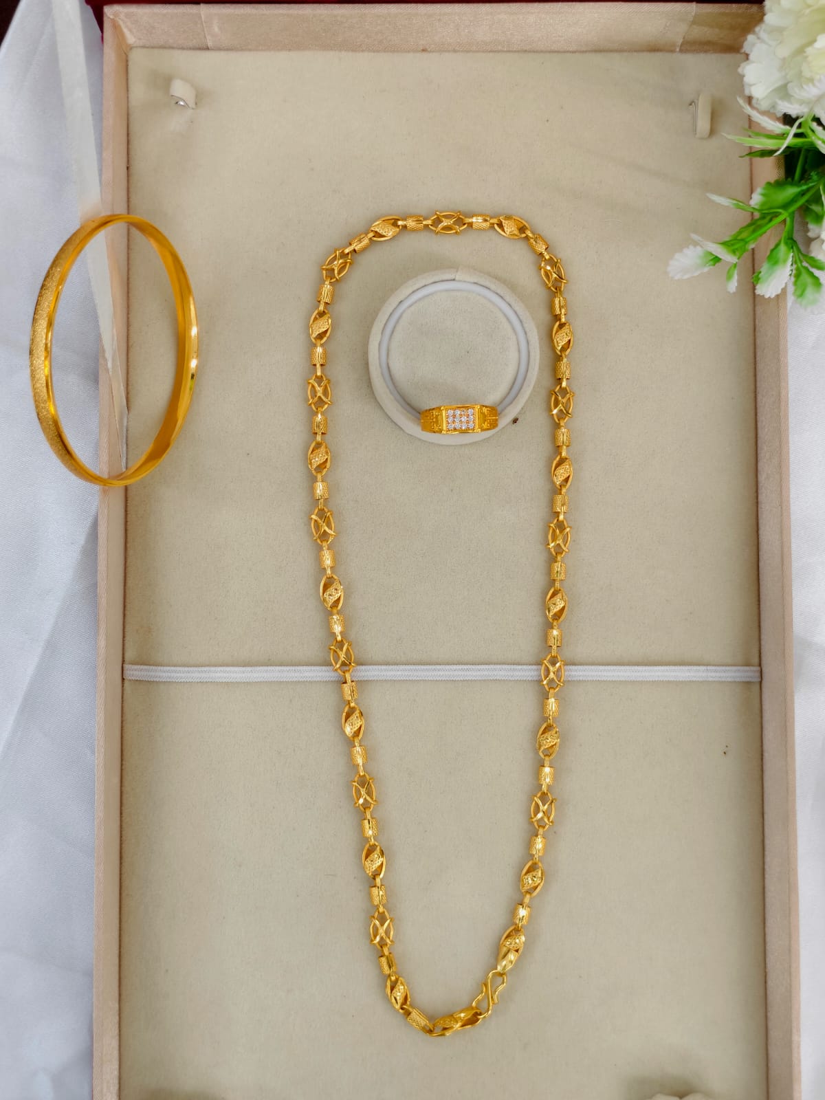 1 Gram Gold Plated Men's Combo Set – Premium Chain & Bracelet Jewellery Set