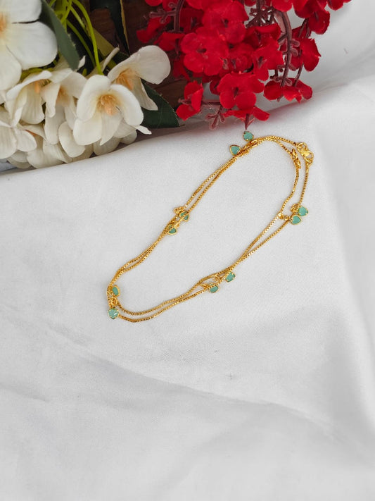 1 Gram Gold Plated Anklet for Women | Premium Gold Covering Ankle Chain | Traditional Daily Wear Jewellery