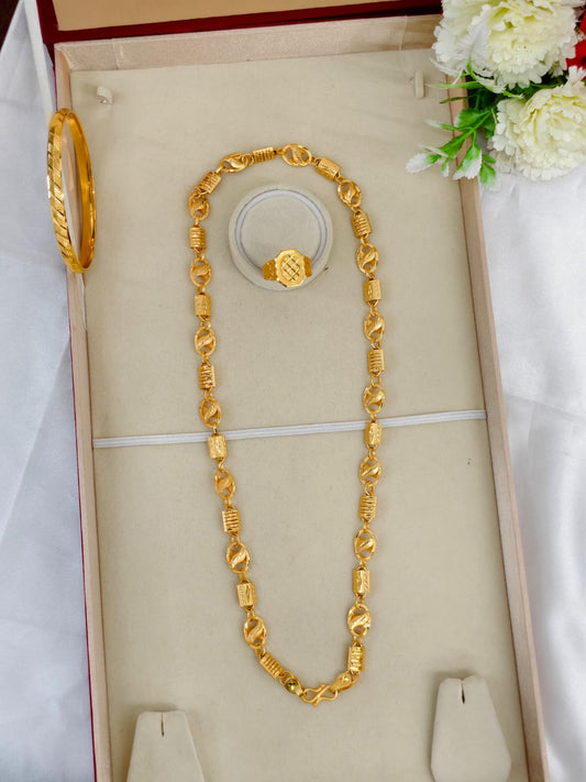 1 Gram Gold Plated Men's Combo Set – Premium Chain & Bracelet Jewellery Set