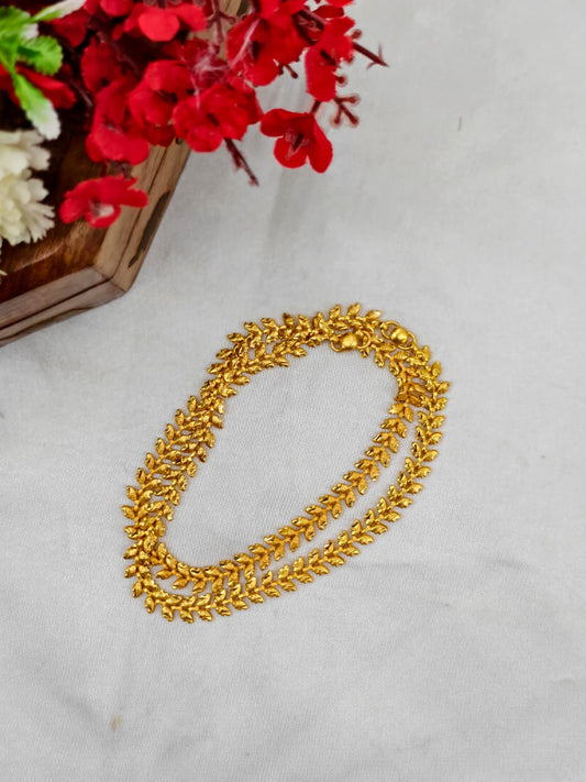 1 Gram Gold Plated Anklet for Women | Premium Gold Covering Ankle Chain | Traditional Daily Wear Jewellery