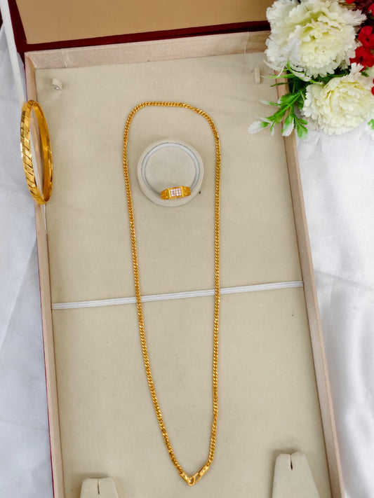 1 Gram Gold Plated Men's Combo Set – Premium Chain & Bracelet Jewellery Set